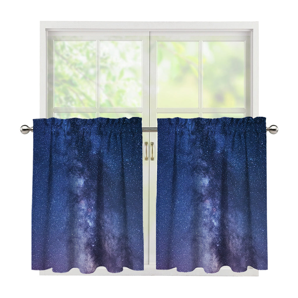 Stars Night Milky Way Print Tier Curtains