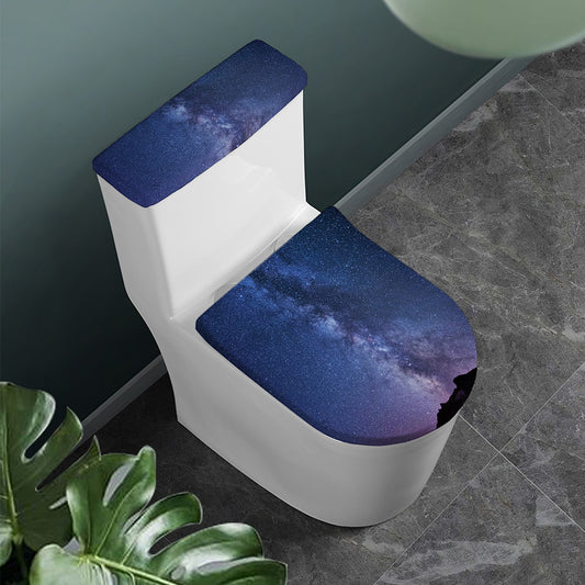 Stars Night Milky Way Print Toilet Lid And Tank Cover Set