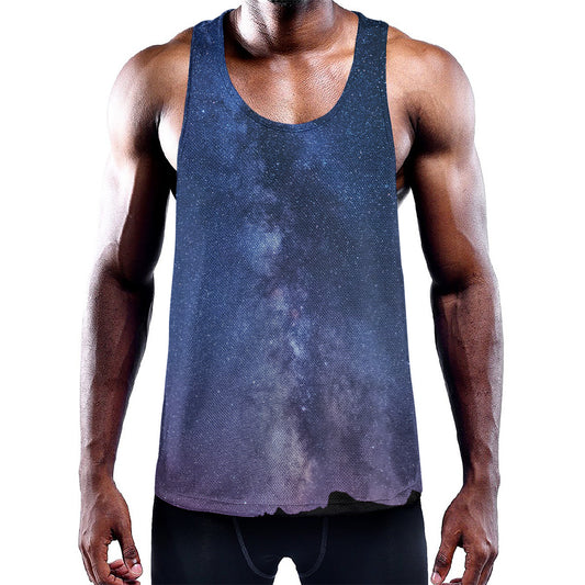 Stars Night Milky Way Print Training Tank Top