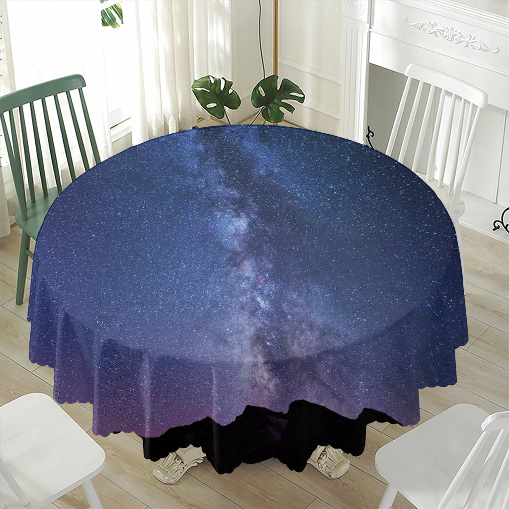 Stars Night Milky Way Print Waterproof Round Tablecloth