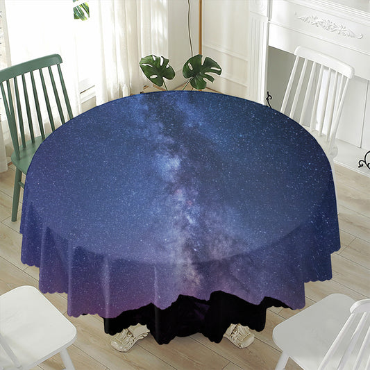 Stars Night Milky Way Print Waterproof Round Tablecloth