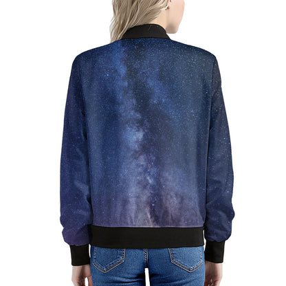Stars Night Milky Way Print Women's Bomber Jacket