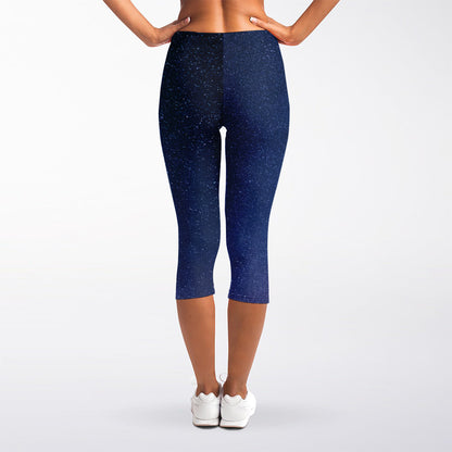 Stars Night Milky Way Print Women's Capri Leggings