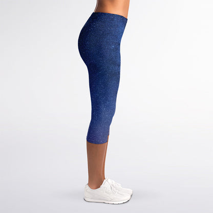 Stars Night Milky Way Print Women's Capri Leggings