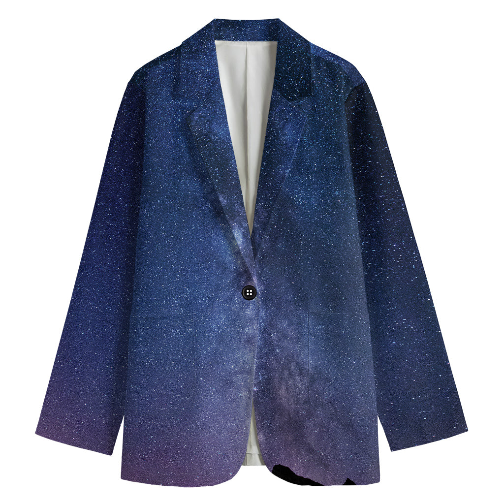 Stars Night Milky Way Print Women's Cotton Blazer