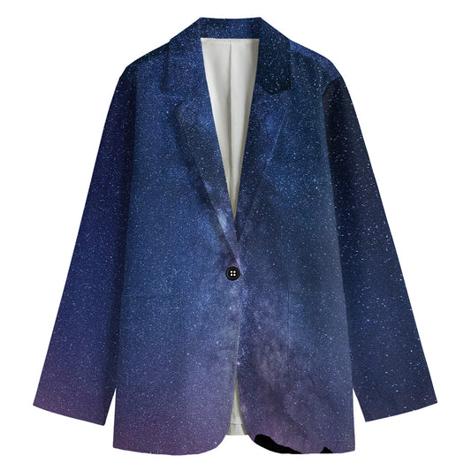 Stars Night Milky Way Print Women's Cotton Blazer