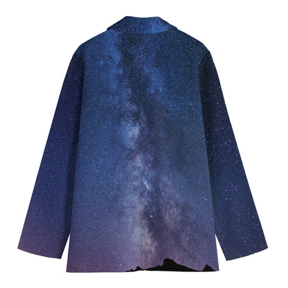 Stars Night Milky Way Print Women's Cotton Blazer