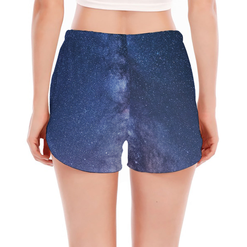 Stars Night Milky Way Print Women's Split Running Shorts