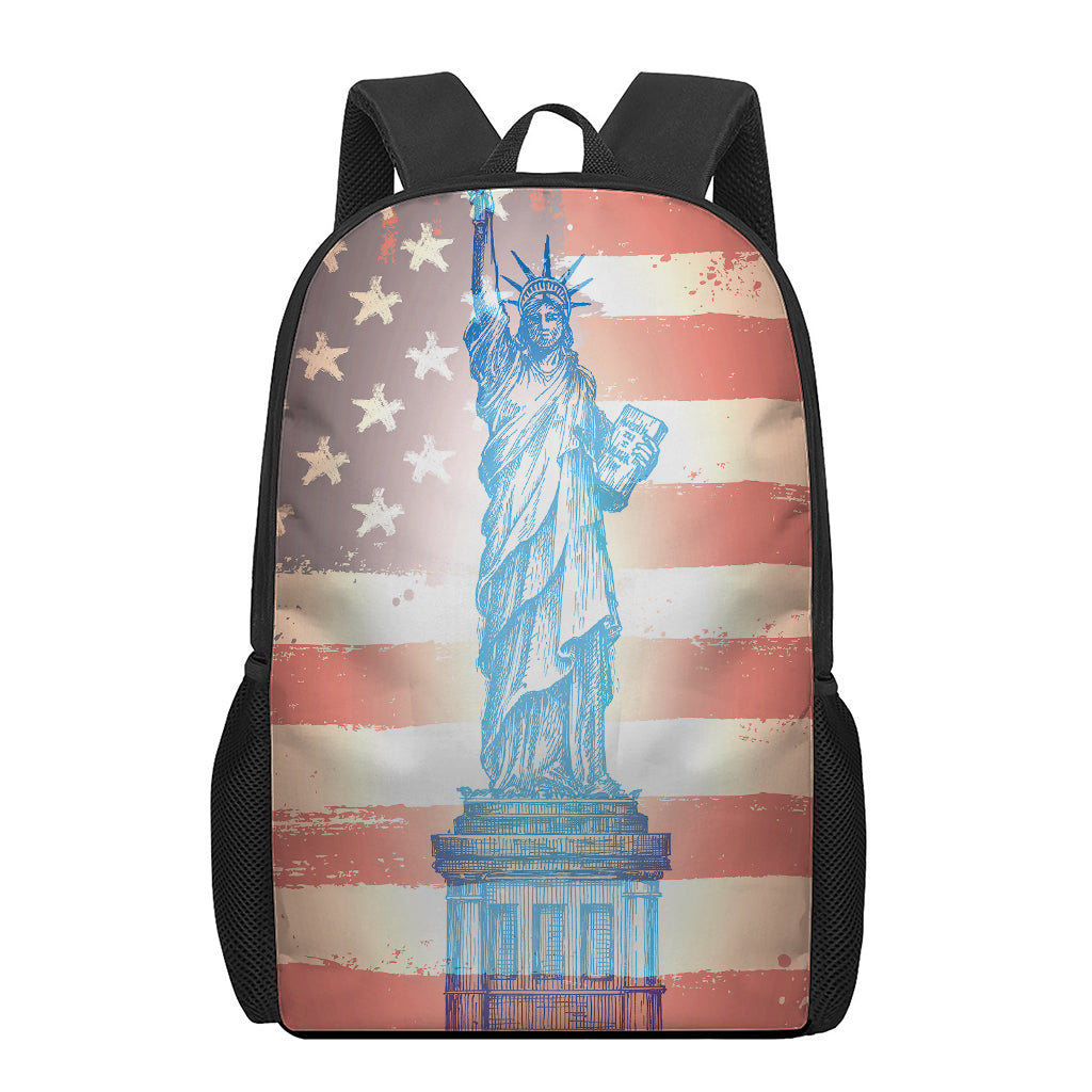 Statue of Liberty USA Flag Print 17 Inch Backpack