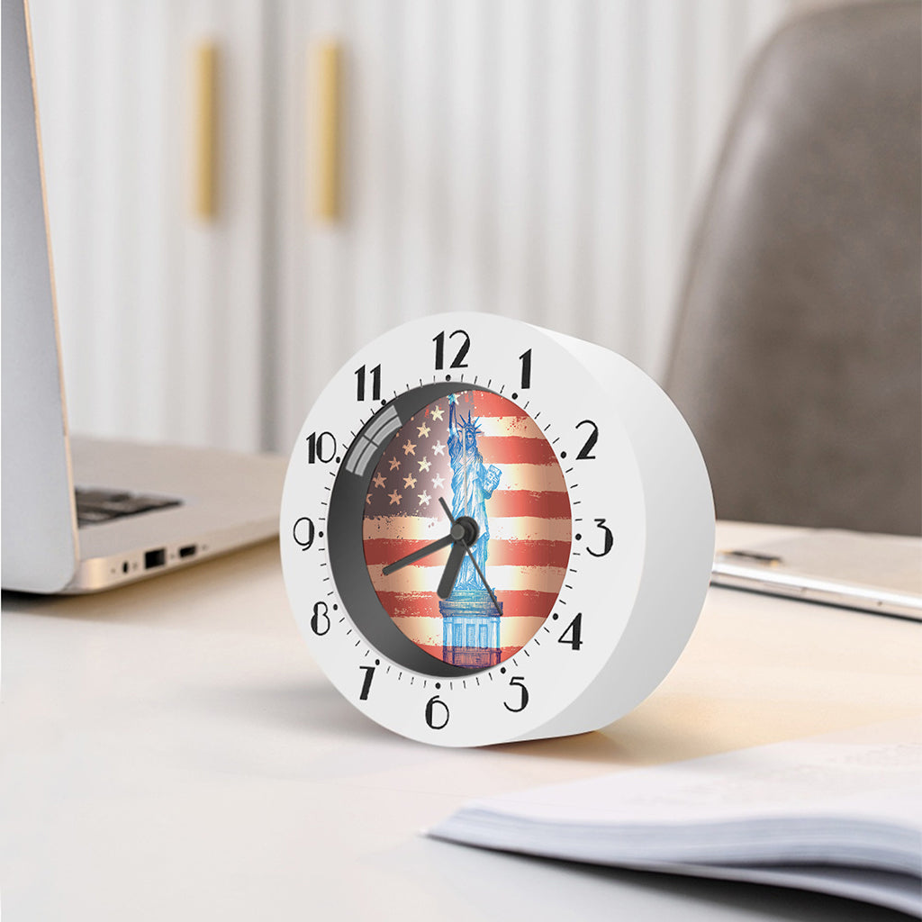 Statue of Liberty USA Flag Print Alarm Clock