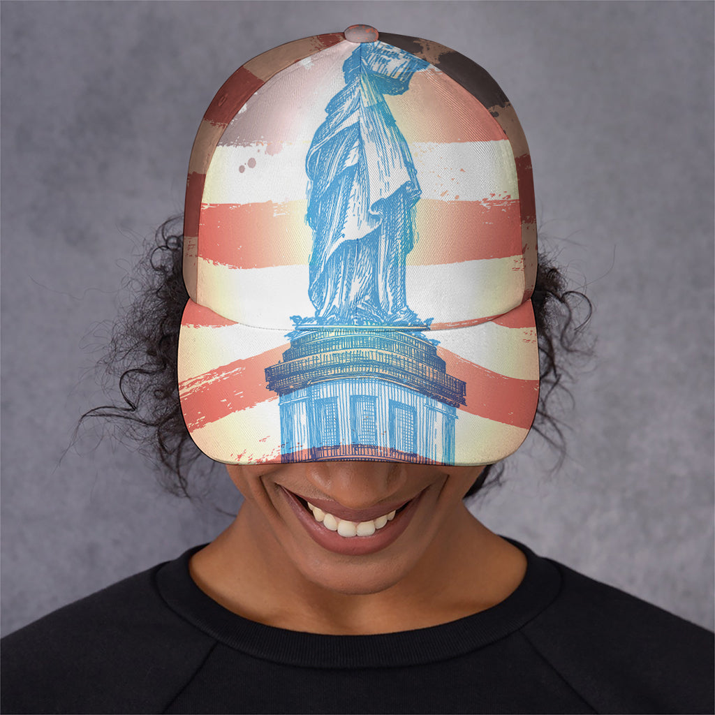 Statue of Liberty USA Flag Print Baseball Cap