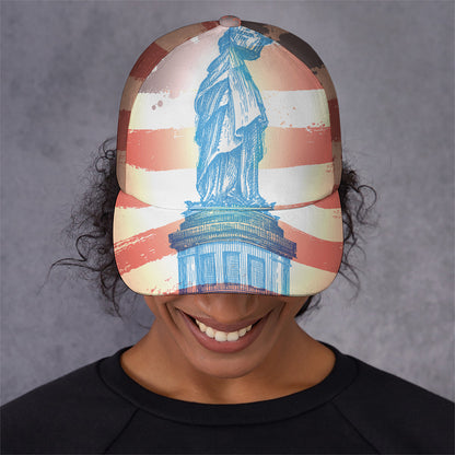 Statue of Liberty USA Flag Print Baseball Cap