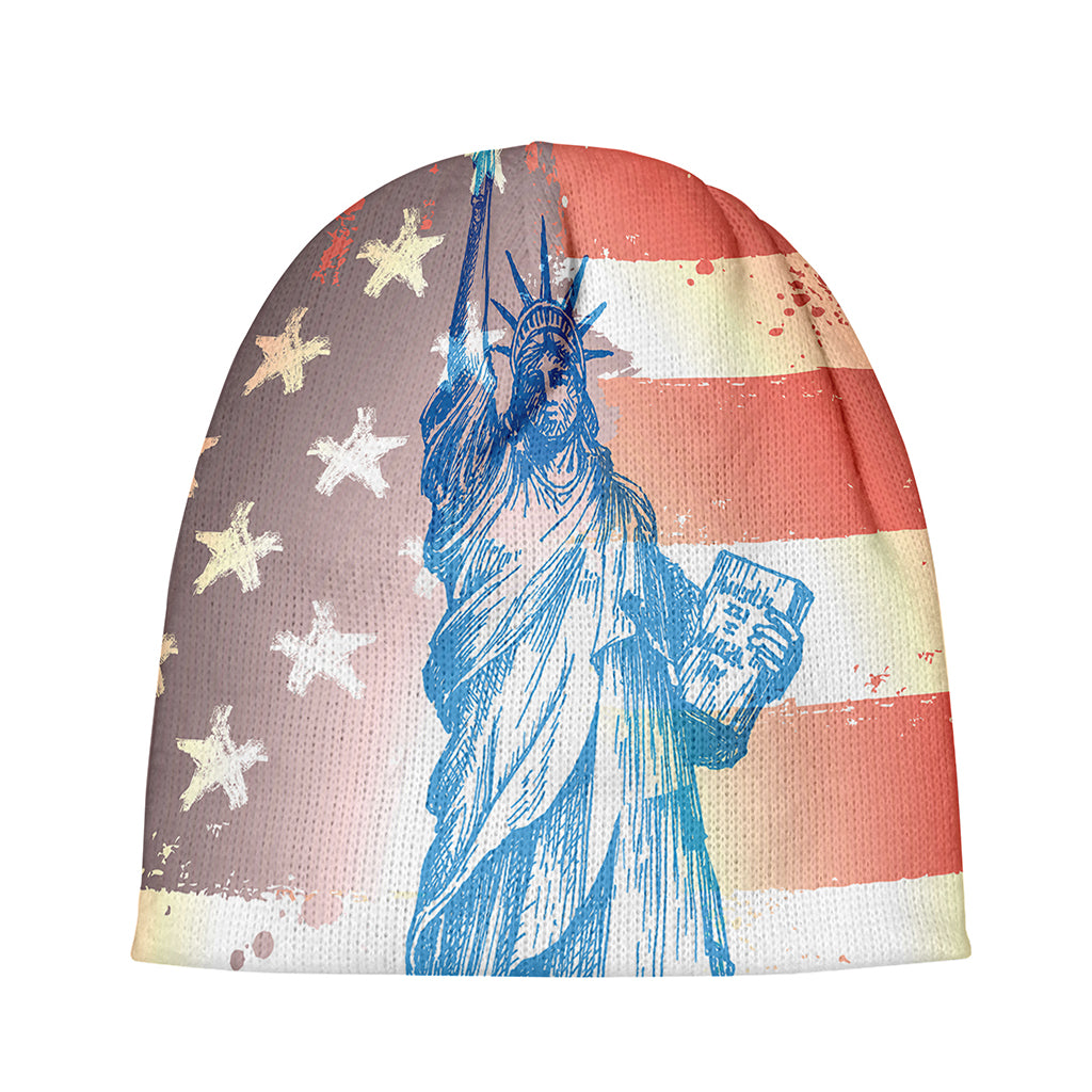 Statue of Liberty USA Flag Print Beanie