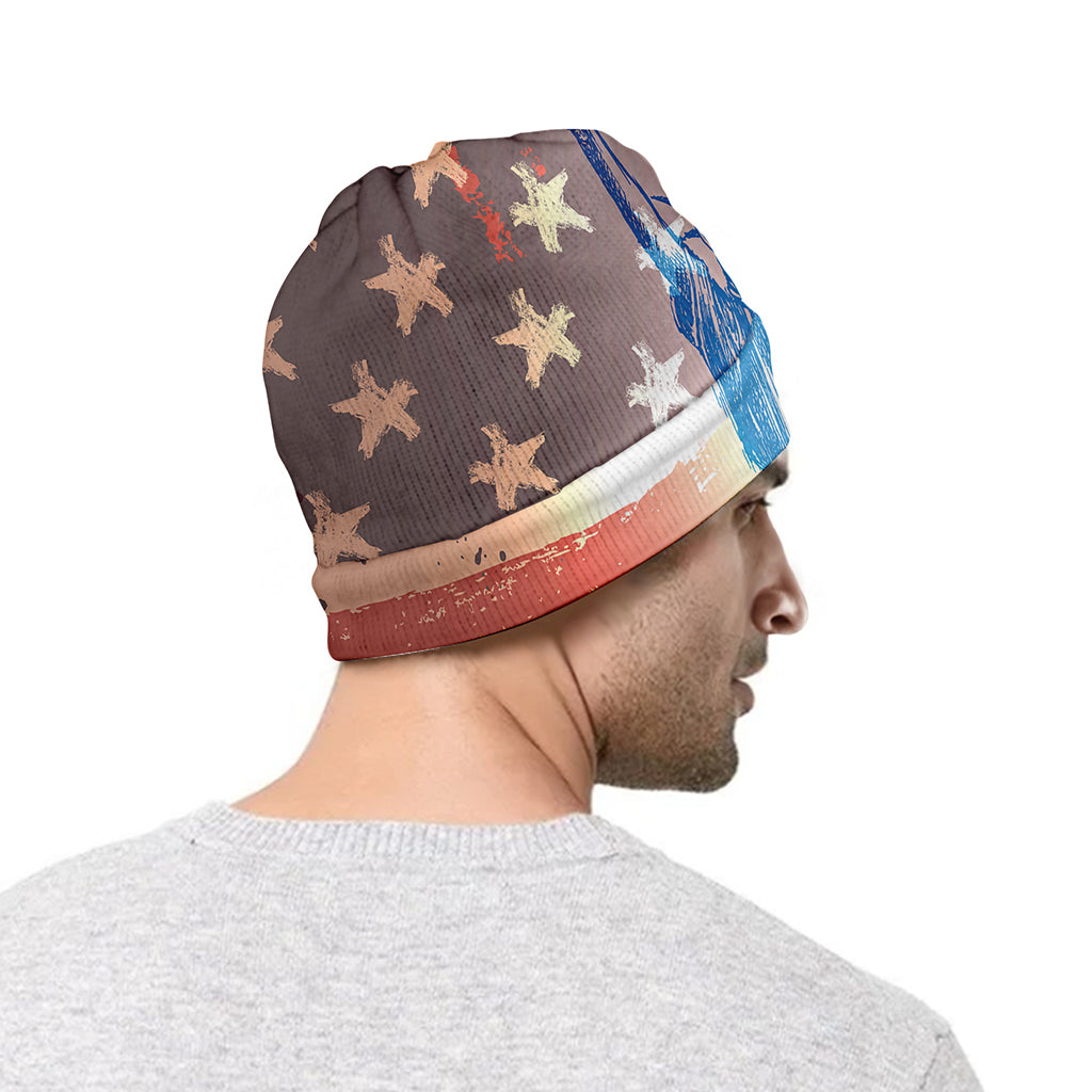 Statue of Liberty USA Flag Print Beanie