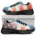 Statue of Liberty USA Flag Print Black Chunky Shoes
