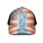 Statue of Liberty USA Flag Print Black Mesh Trucker Cap