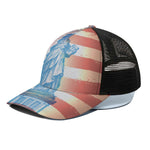 Statue of Liberty USA Flag Print Black Mesh Trucker Cap