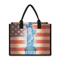 Statue of Liberty USA Flag Print Canvas Tote Bag