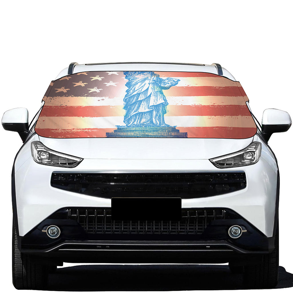 Statue of Liberty USA Flag Print Car Windshield Snow Cover