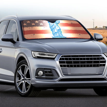 Statue of Liberty USA Flag Print Car Windshield Sun Shade