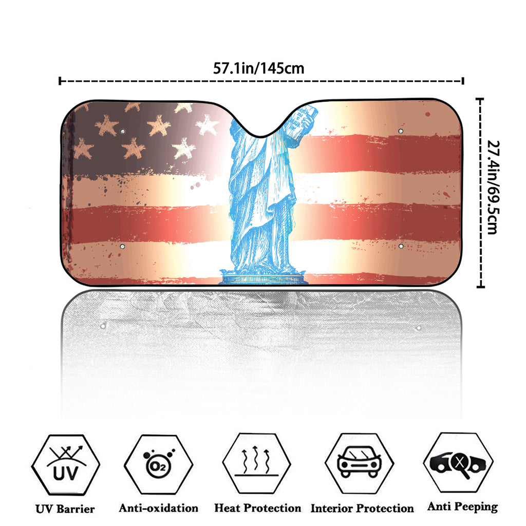 Statue of Liberty USA Flag Print Car Windshield Sun Shade