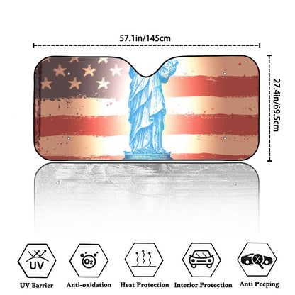 Statue of Liberty USA Flag Print Car Windshield Sun Shade