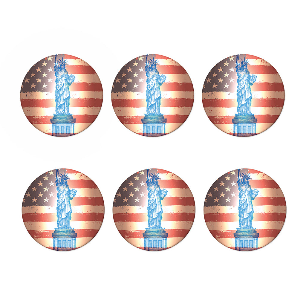 Statue of Liberty USA Flag Print Coaster Set