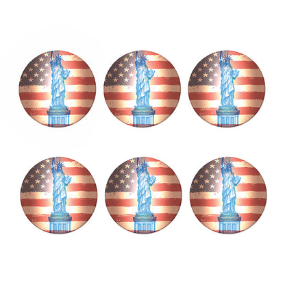 Statue of Liberty USA Flag Print Coaster Set