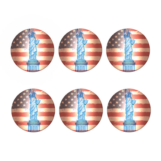 Statue of Liberty USA Flag Print Coaster Set