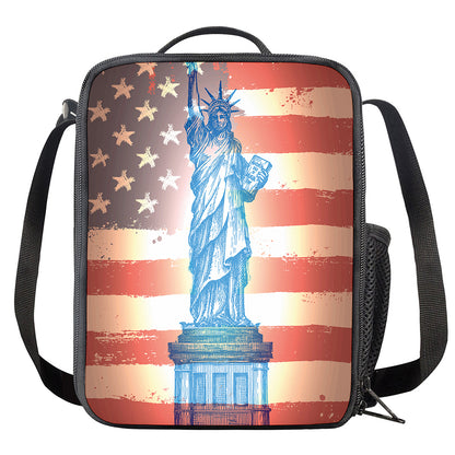 Statue of Liberty USA Flag Print Crossbody Lunch Bag
