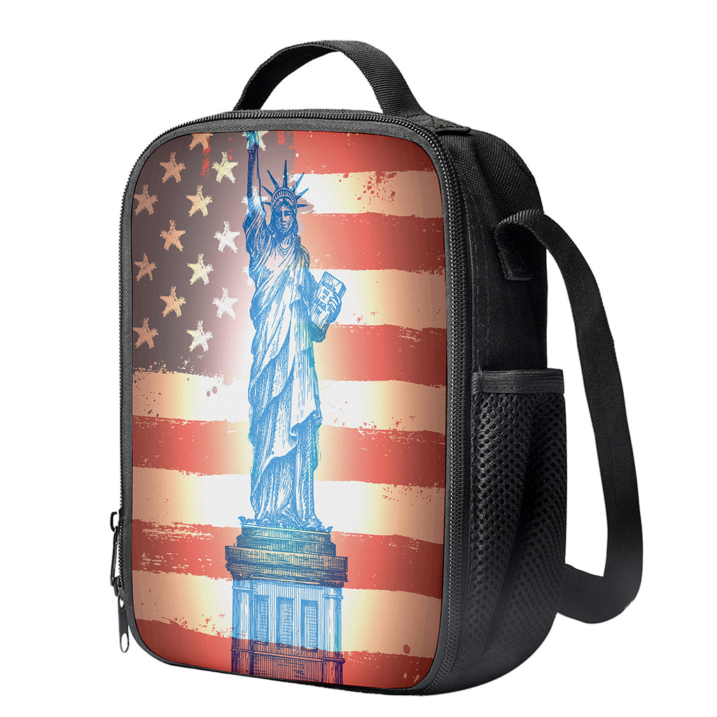 Statue of Liberty USA Flag Print Crossbody Lunch Bag