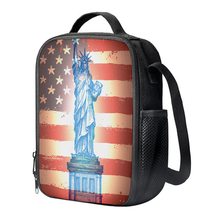 Statue of Liberty USA Flag Print Crossbody Lunch Bag