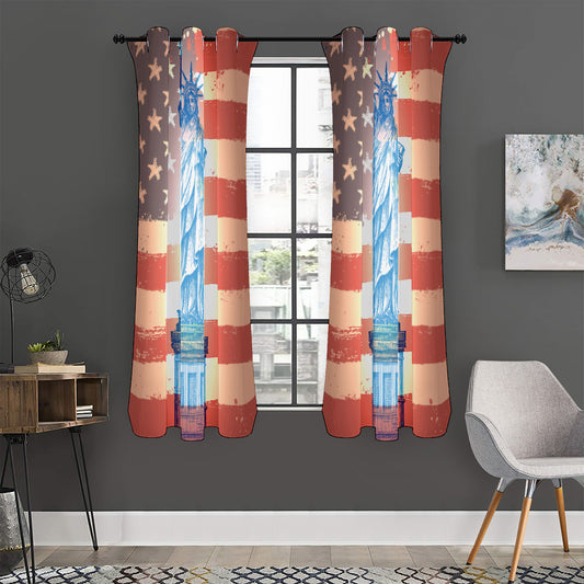Statue of Liberty USA Flag Print Curtain