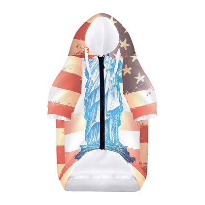 Statue of Liberty USA Flag Print Dog Zip Up Hoodie