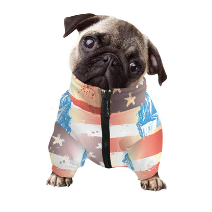 Statue of Liberty USA Flag Print Dog Zip Up Jacket