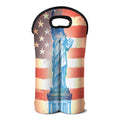 Statue of Liberty USA Flag Print Double Neoprene Wine Tote