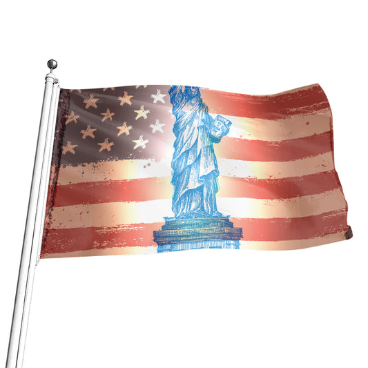 Statue of Liberty USA Flag Print Flag