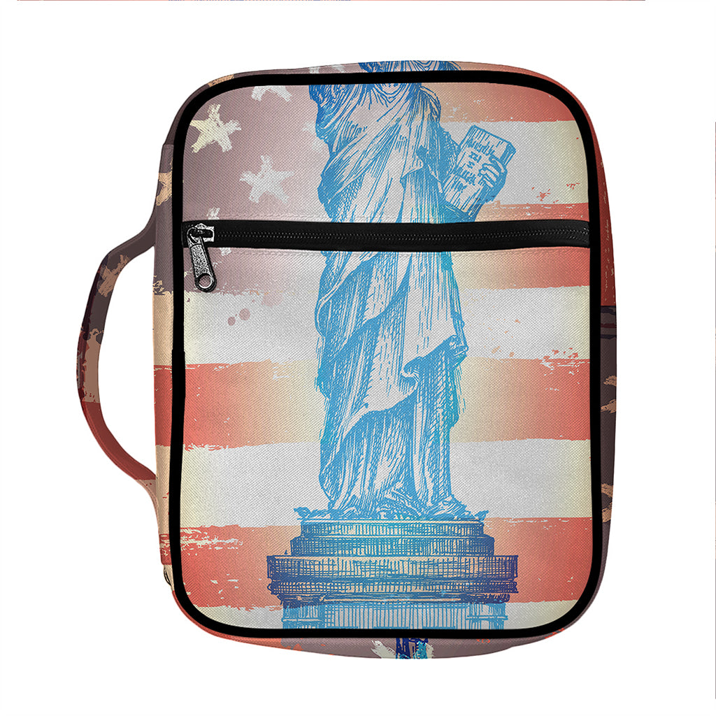Statue of Liberty USA Flag Print Front Pocket Bible Bag