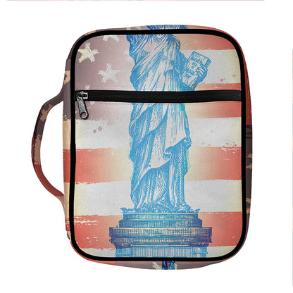 Statue of Liberty USA Flag Print Front Pocket Bible Bag