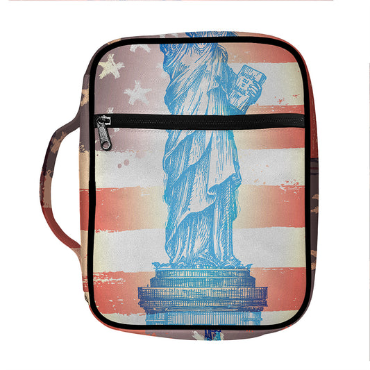 Statue of Liberty USA Flag Print Front Pocket Bible Bag