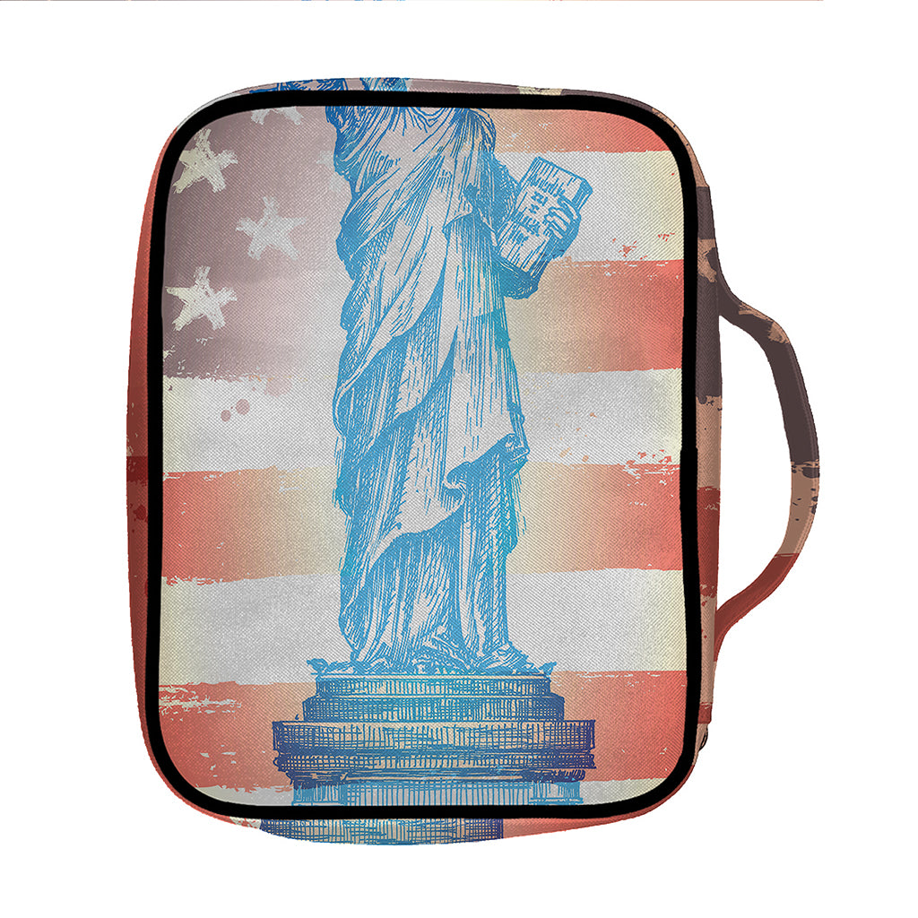 Statue of Liberty USA Flag Print Front Pocket Bible Bag