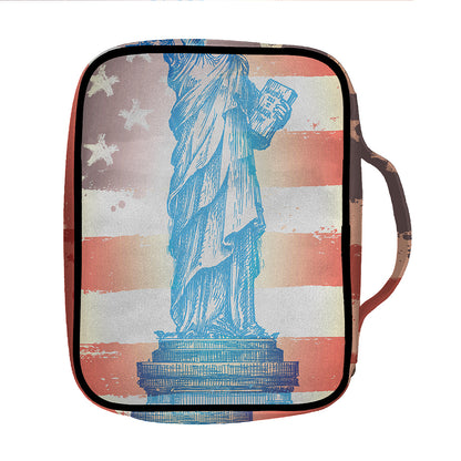 Statue of Liberty USA Flag Print Front Pocket Bible Bag