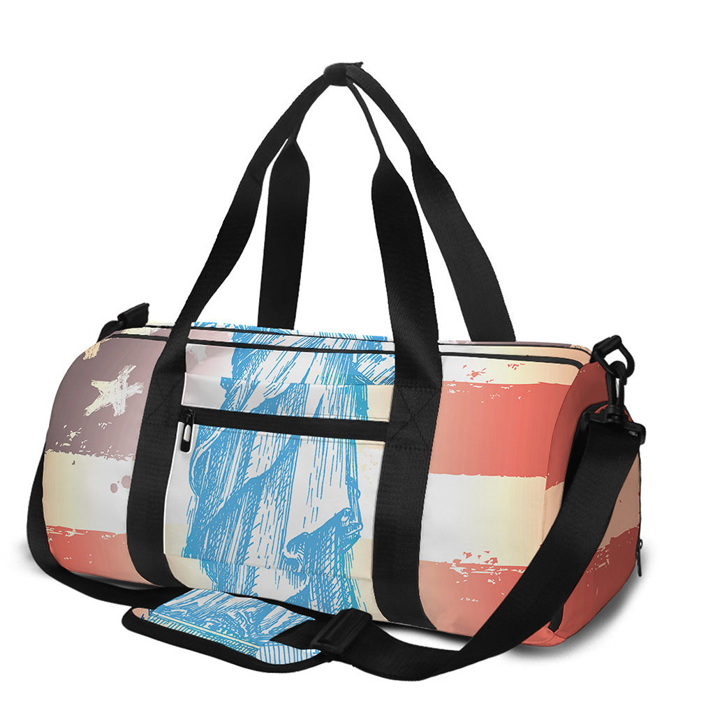 Statue of Liberty USA Flag Print Gym Bag