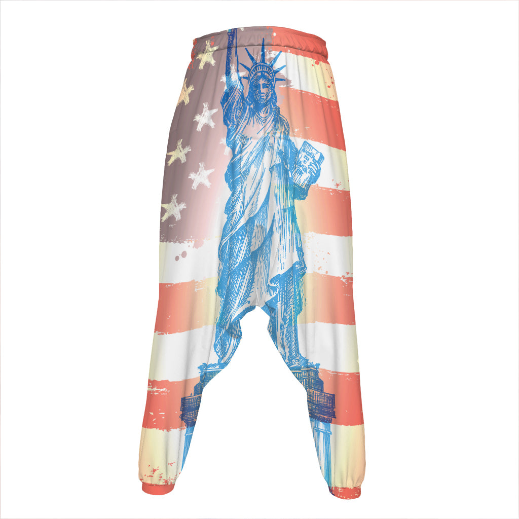 Statue of Liberty USA Flag Print Hammer Pants