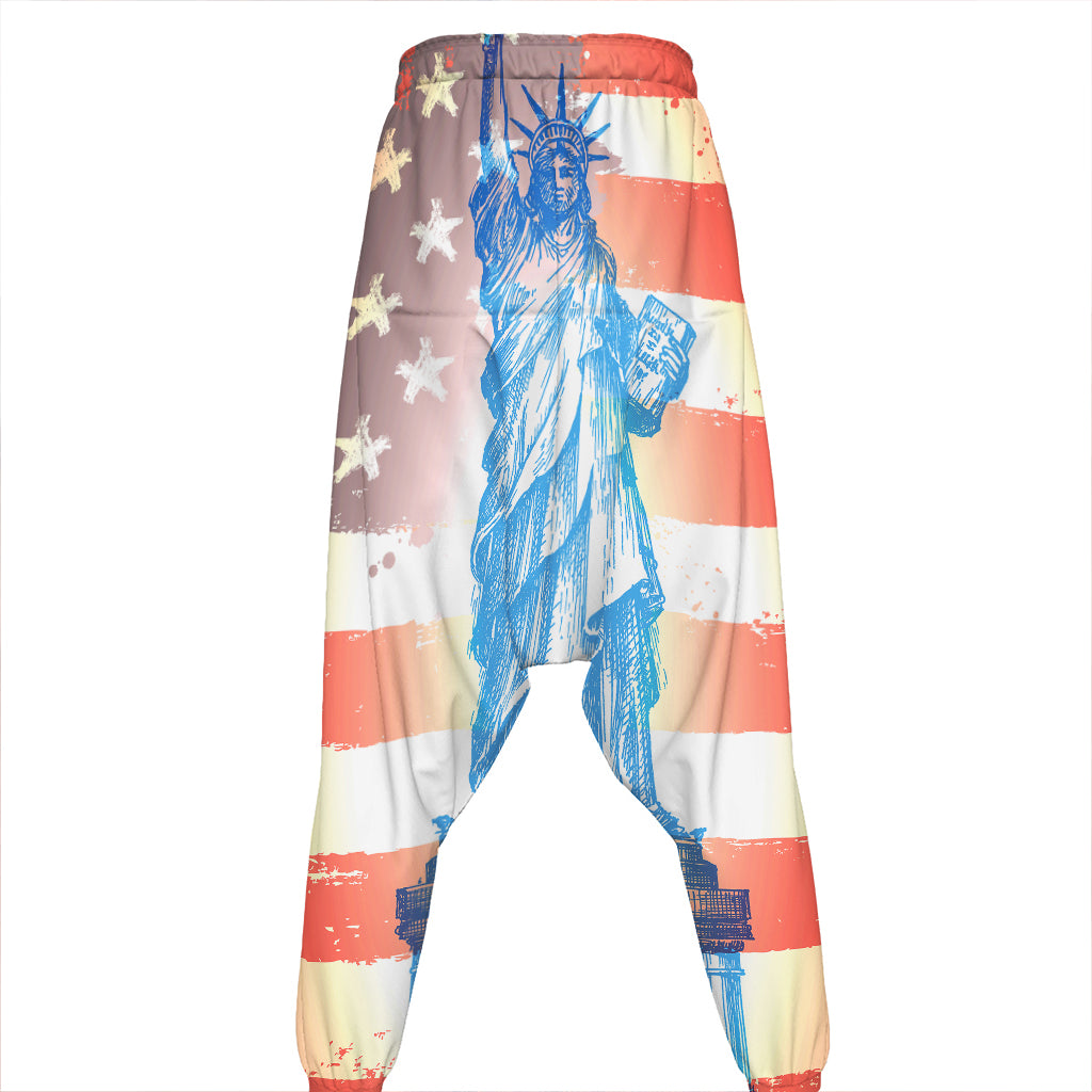 Statue of Liberty USA Flag Print Hammer Pants