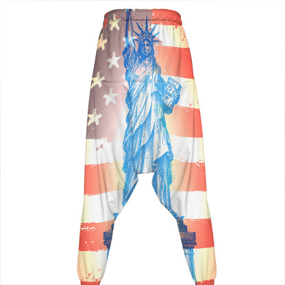 Statue of Liberty USA Flag Print Hammer Pants