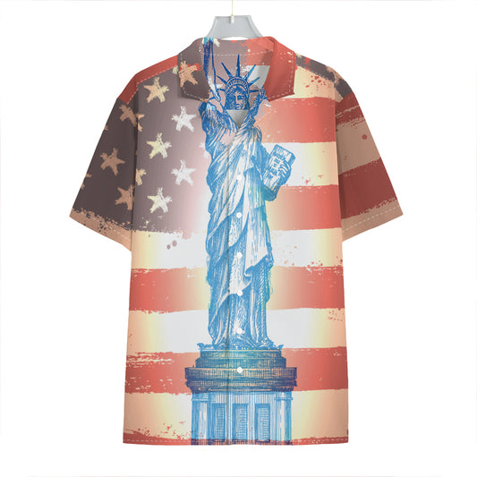 Statue of Liberty USA Flag Print Hawaiian Shirt