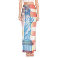 Statue of Liberty USA Flag Print High Slit Maxi Skirt