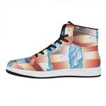 Statue of Liberty USA Flag Print High Top Leather Sneakers