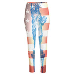 Statue of Liberty USA Flag Print High-Waisted Pocket Leggings